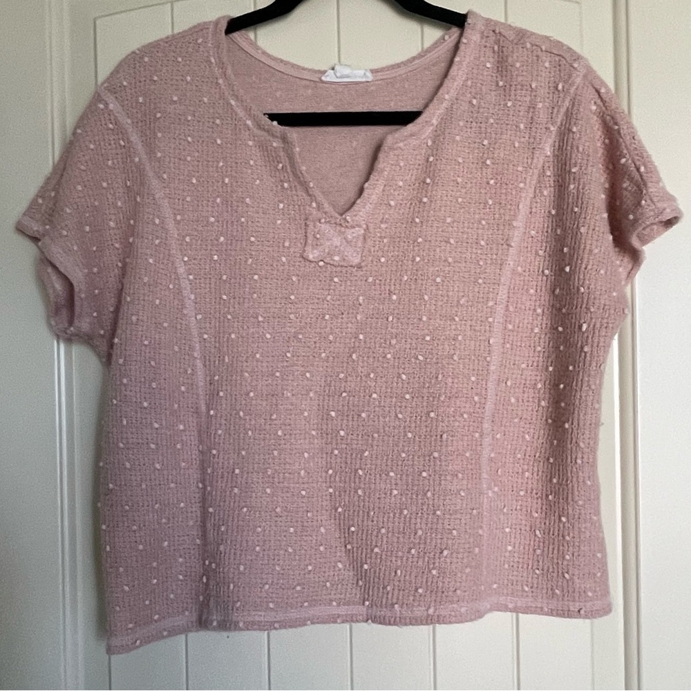 Blu Pepper Pink Boxy Embellished Tee
